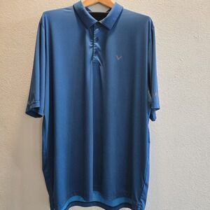 Callaway Performance Polo Golf Shirt Men Sz 2XL Blue Geometric Short Sleeve